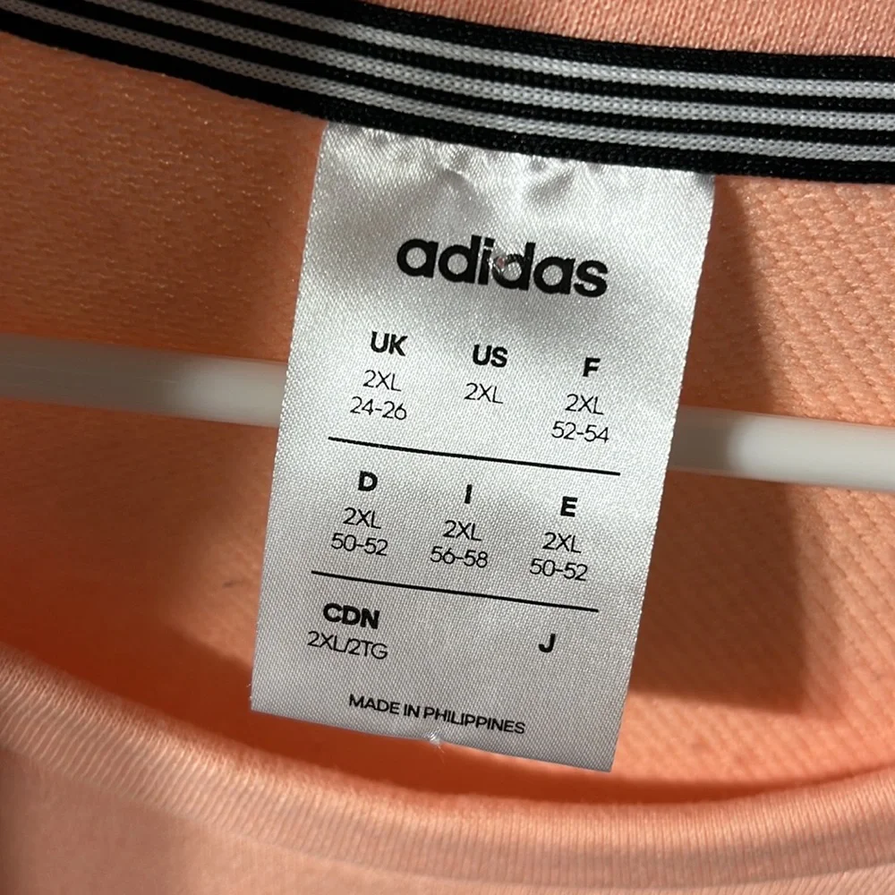Adidas Classic Peach 3 Stripe Pullover Crewneck Sweater Size 2XL - Picture 4 of 7